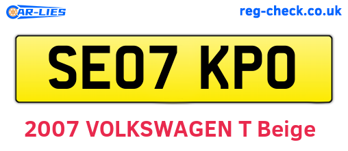 SE07KPO are the vehicle registration plates.