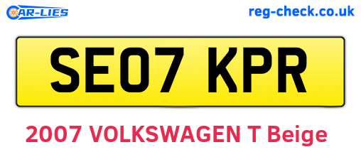 SE07KPR are the vehicle registration plates.