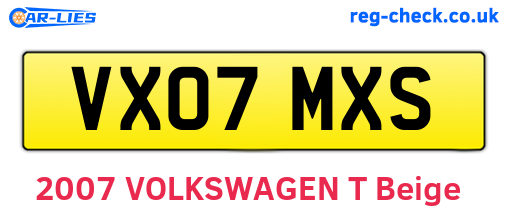 VX07MXS are the vehicle registration plates.