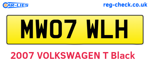 MW07WLH are the vehicle registration plates.