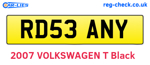 RD53ANY are the vehicle registration plates.