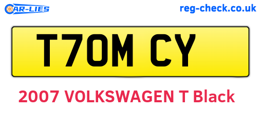 T70MCY are the vehicle registration plates.