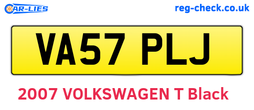 VA57PLJ are the vehicle registration plates.