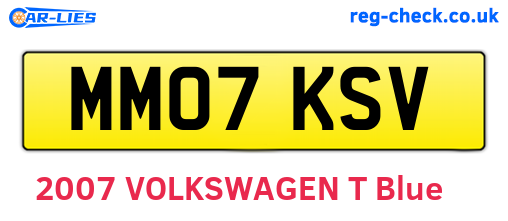 MM07KSV are the vehicle registration plates.