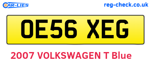 OE56XEG are the vehicle registration plates.