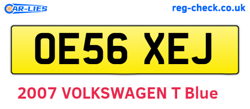 OE56XEJ are the vehicle registration plates.
