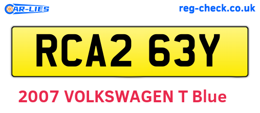 RCA263Y are the vehicle registration plates.