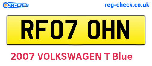 RF07OHN are the vehicle registration plates.