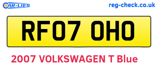 RF07OHO are the vehicle registration plates.