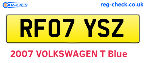 RF07YSZ are the vehicle registration plates.