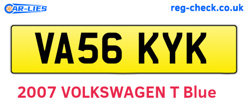 VA56KYK are the vehicle registration plates.