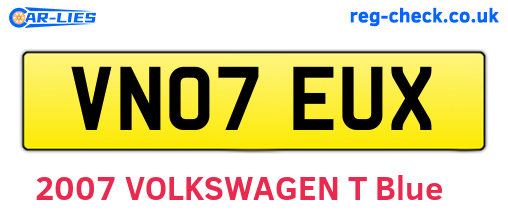 VN07EUX are the vehicle registration plates.