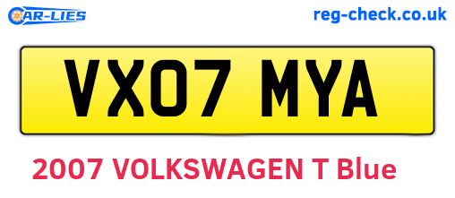 VX07MYA are the vehicle registration plates.
