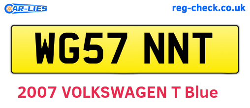 WG57NNT are the vehicle registration plates.