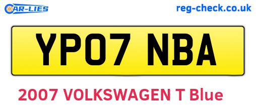 YP07NBA are the vehicle registration plates.