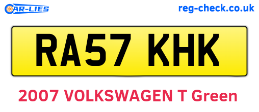 RA57KHK are the vehicle registration plates.