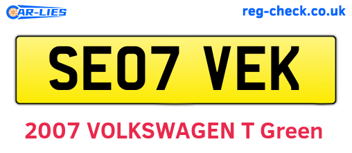 SE07VEK are the vehicle registration plates.