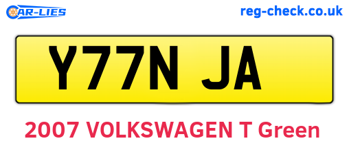 Y77NJA are the vehicle registration plates.