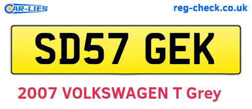 SD57GEK are the vehicle registration plates.