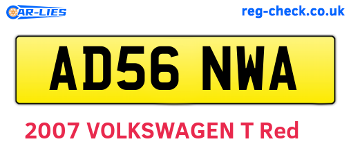 AD56NWA are the vehicle registration plates.