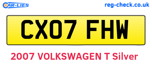 CX07FHW are the vehicle registration plates.