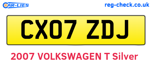 CX07ZDJ are the vehicle registration plates.