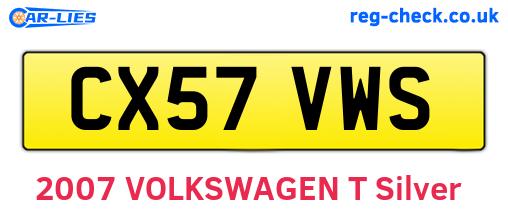 CX57VWS are the vehicle registration plates.