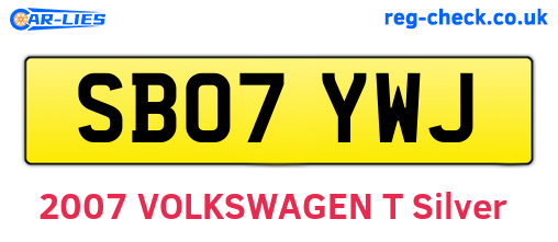 SB07YWJ are the vehicle registration plates.