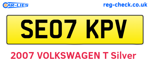 SE07KPV are the vehicle registration plates.
