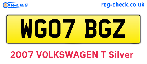 WG07BGZ are the vehicle registration plates.