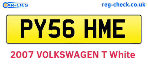 PY56HME are the vehicle registration plates.