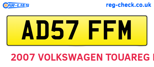 AD57FFM are the vehicle registration plates.