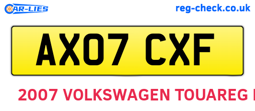 AX07CXF are the vehicle registration plates.