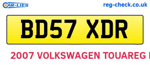 BD57XDR are the vehicle registration plates.