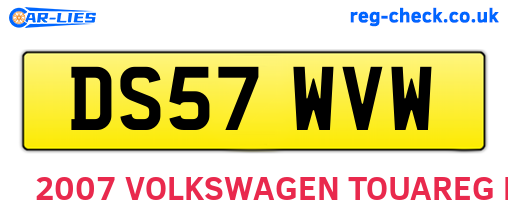 DS57WVW are the vehicle registration plates.