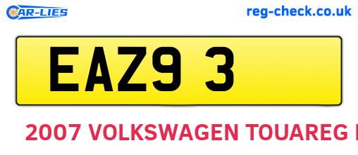 EAZ93 are the vehicle registration plates.