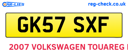 GK57SXF are the vehicle registration plates.
