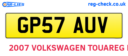 GP57AUV are the vehicle registration plates.