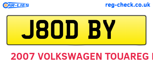 J80DBY are the vehicle registration plates.
