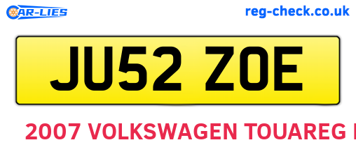 JU52ZOE are the vehicle registration plates.