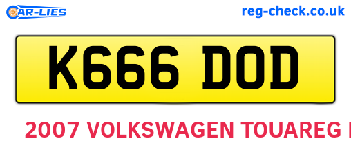 K666DOD are the vehicle registration plates.