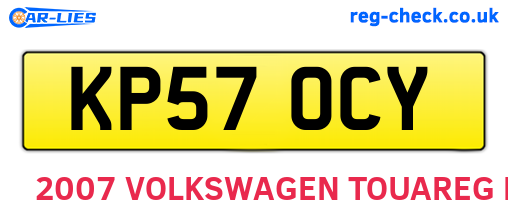 KP57OCY are the vehicle registration plates.