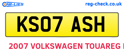 KS07ASH are the vehicle registration plates.