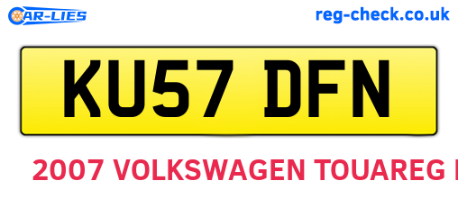 KU57DFN are the vehicle registration plates.