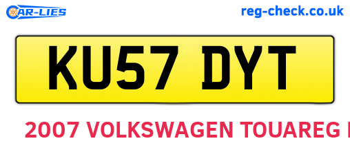 KU57DYT are the vehicle registration plates.