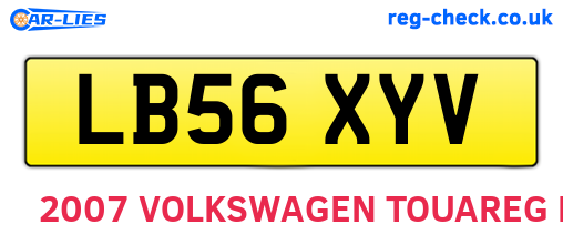 LB56XYV are the vehicle registration plates.