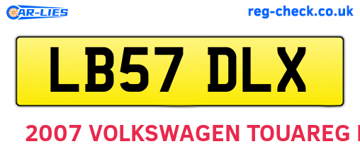 LB57DLX are the vehicle registration plates.