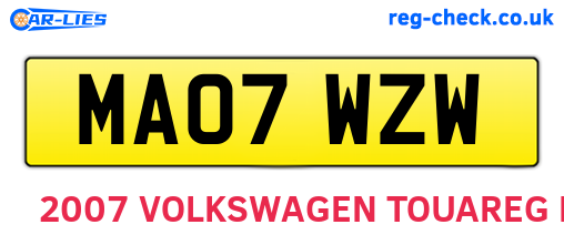 MA07WZW are the vehicle registration plates.