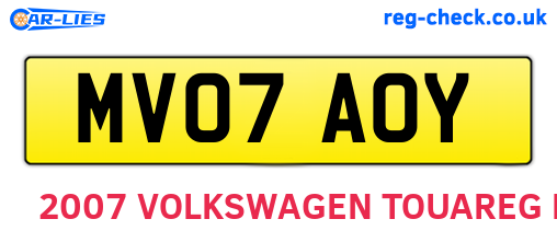 MV07AOY are the vehicle registration plates.
