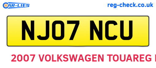 NJ07NCU are the vehicle registration plates.